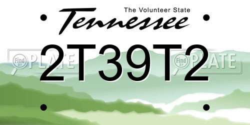 2T39T2 Tennessee License Plate