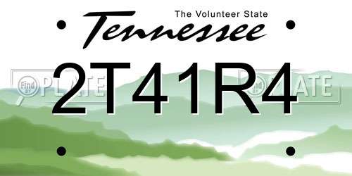 2T41R4 Tennessee License Plate