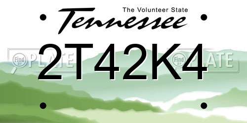 2T42K4 Tennessee License Plate