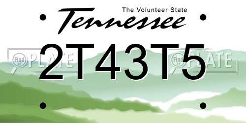 2T43T5 Tennessee License Plate