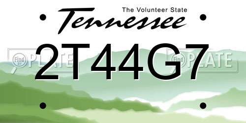 2T44G7 Tennessee License Plate