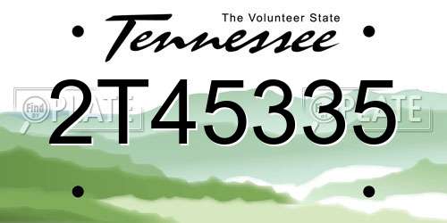 2T45335 Tennessee License Plate