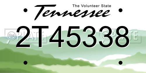 2T45338 Tennessee License Plate
