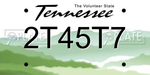 2T45T7 Tennessee License Plate