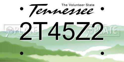 2T45Z2 Tennessee License Plate