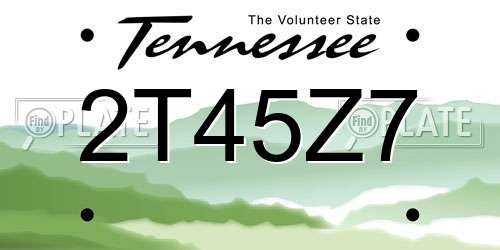 2T45Z7 Tennessee License Plate