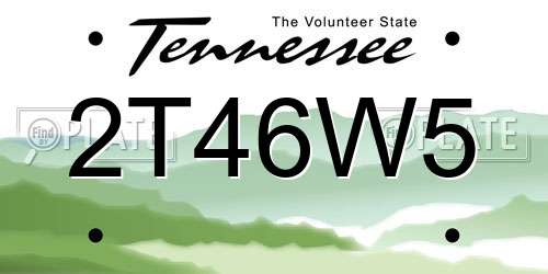 2T46W5 Tennessee License Plate