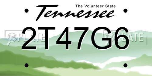 2T47G6 Tennessee License Plate