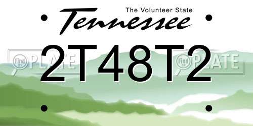 2T48T2 Tennessee License Plate