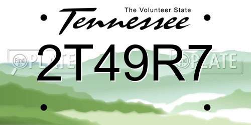 2T49R7 Tennessee License Plate