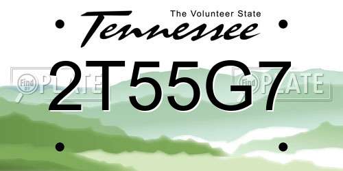 2T55G7 Tennessee License Plate