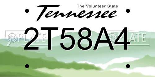 2T58A4 Tennessee License Plate