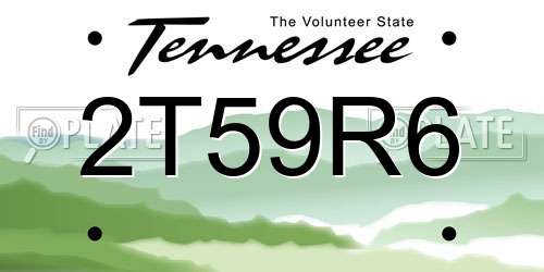 2T59R6 Tennessee License Plate