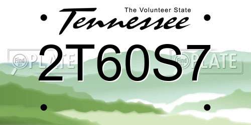 2T60S7 Tennessee License Plate