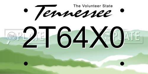 2T64X0 Tennessee License Plate