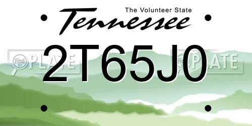 2T65J0 Tennessee License Plate