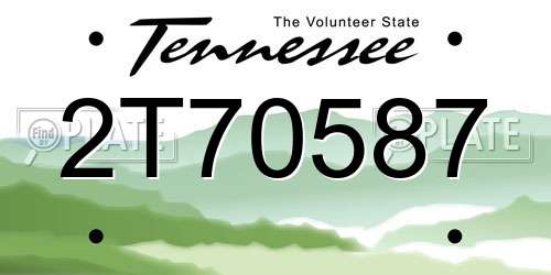 2T70587 Tennessee License Plate