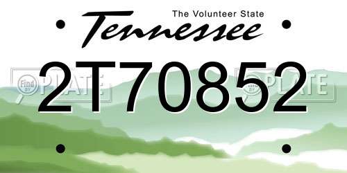 2T70852 Tennessee License Plate