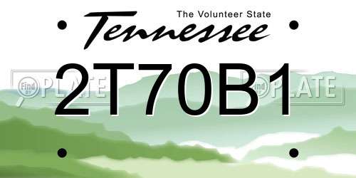 2T70B1 Tennessee License Plate