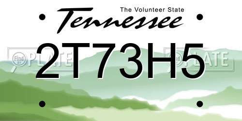 2T73H5 Tennessee License Plate