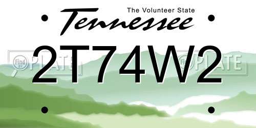 2T74W2 Tennessee License Plate