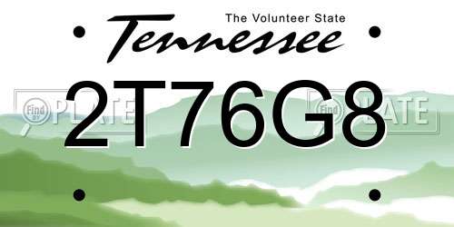 2T76G8 Tennessee License Plate