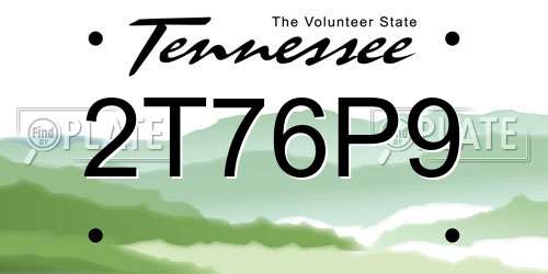 2T76P9 Tennessee License Plate