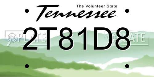 2T81D8 Tennessee License Plate