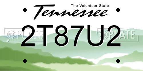 2T87U2 Tennessee License Plate
