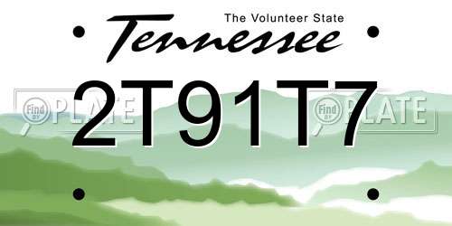 2T91T7 Tennessee License Plate