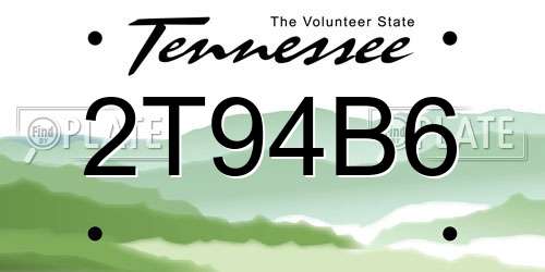 2T94B6 Tennessee License Plate