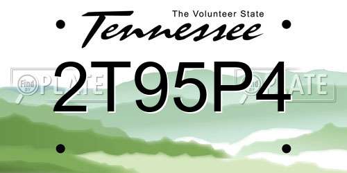 2T95P4 Tennessee License Plate