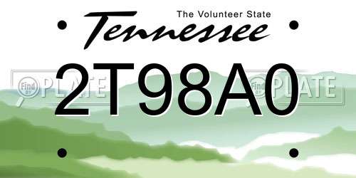 2T98A0 Tennessee License Plate