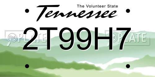 2T99H7 Tennessee License Plate