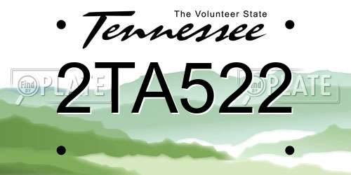 2TA522 Tennessee License Plate