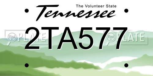 2TA577 Tennessee License Plate