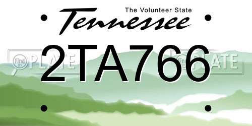 2TA766 Tennessee License Plate