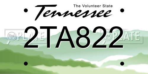 2TA822 Tennessee License Plate