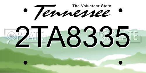 2TA8335 Tennessee License Plate