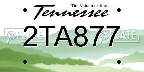 2TA877 Tennessee License Plate