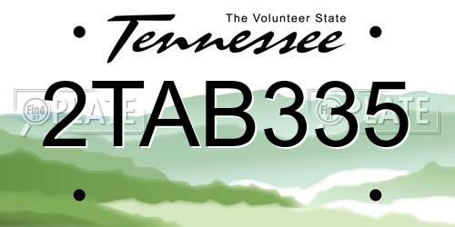2TAB335 Tennessee License Plate