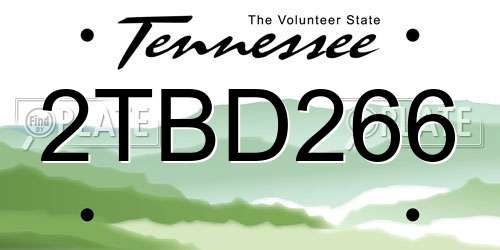 2TBD266 Tennessee License Plate