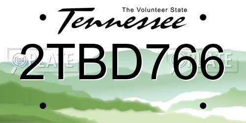 2TBD766 Tennessee License Plate