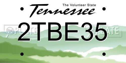 2TBE35 Tennessee License Plate