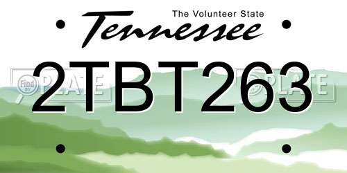 2TBT263 Tennessee License Plate