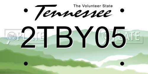 2TBY05 Tennessee License Plate