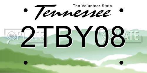 2TBY08 Tennessee License Plate