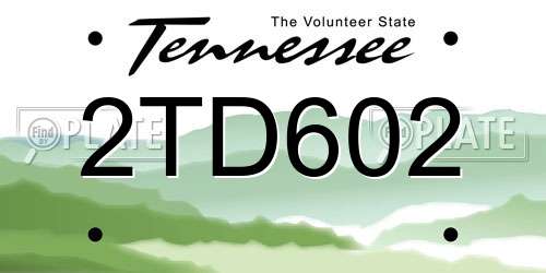 2TD602 Tennessee License Plate