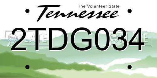 2TDG034 Tennessee License Plate