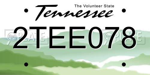 2TEE078 Tennessee License Plate